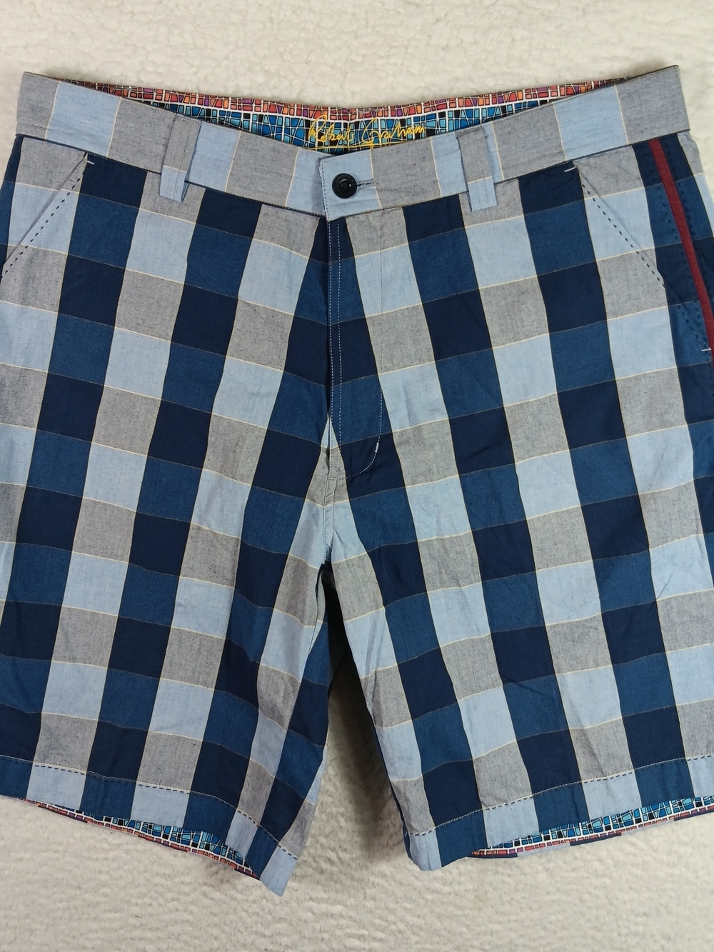 Robert Graham Shorts Mens 36 Blue 9" Inseam Checkered Plaid Golf Preppy Vibrant